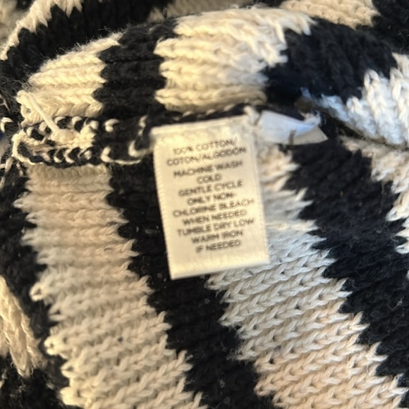 Ann Taylor LOFT Navy and White Open Knit SZ M Striped Crew Neck Sweater - Picture 5 of 5